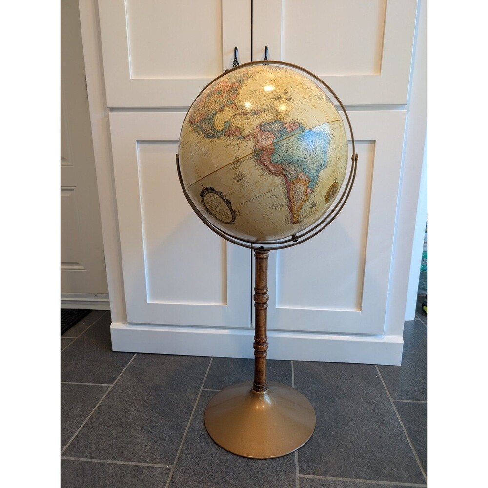 Vtg Replogle 16"x38" Commander II Floor Globe World Classic Series Wood Stand